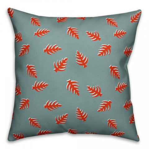 Palm Pattern in Red and Blue Pillow