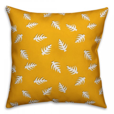 Palm Pattern in Yellow and White Pillow Cover