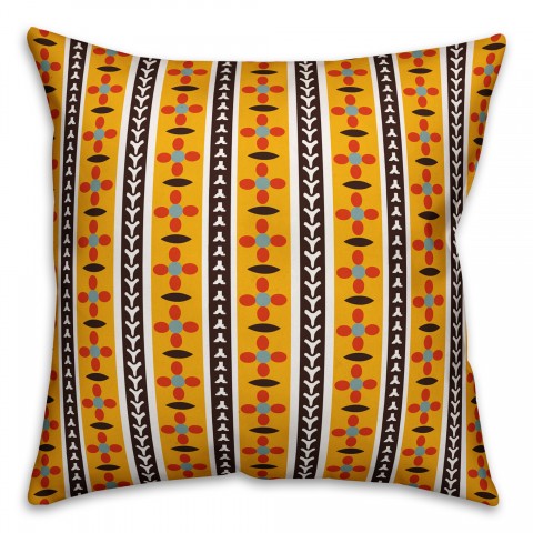 Folk Flower Pattern in Yellow Pillow Cover