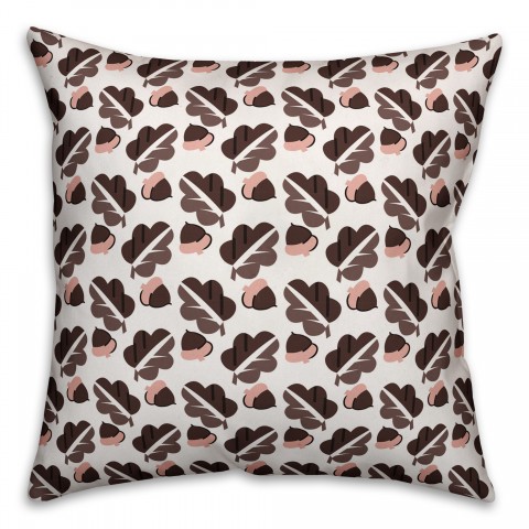 Acorns and Leaves Pattern in Brown Pillow