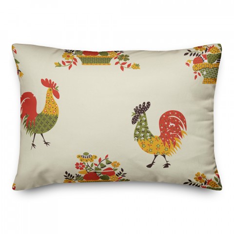 Rooster Pattern 14x20 Spun Poly Pillow
