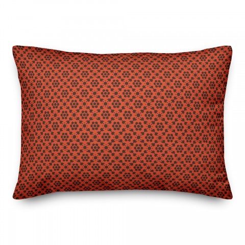 Red Floral Pattern 14x20 Spun Poly Pillow