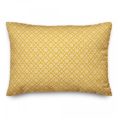 Yellow Floral Pattern 14x20 Spun Poly Pillow