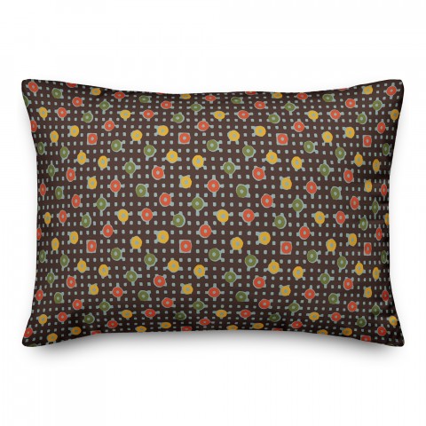 Multicolor Dots and Plaid 14x20 Spun Poly Pillow