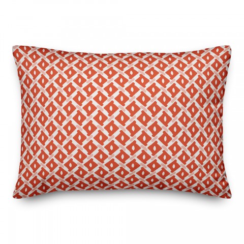 Whimsical Diamond Pattern in Red 14x20 Spun Poly Pillow