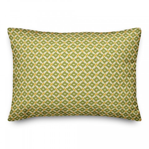 Whimsical Diamond Pattern in Green 14x20 Spun Poly Pillow