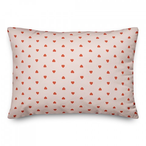 Tiny Hearts Pattern in Red and Pink 14x20 Spun Poly Pillow