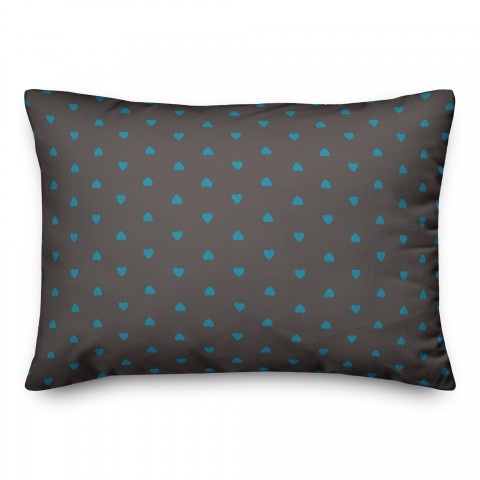 Tiny Hearts Pattern in Blue and Gray 14x20 Spun Poly Pillow