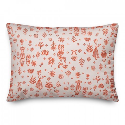 Whimsical Women in Pink 14x20 Spun Poly Pillow