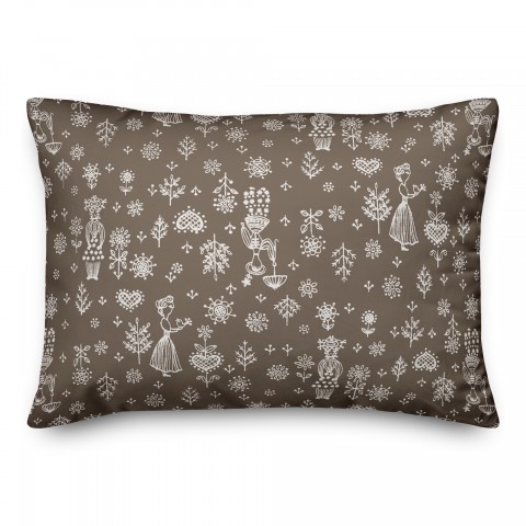Whimsical Women in Brown 14x20 Spun Poly Pillow