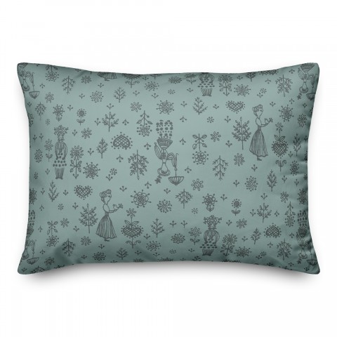 Whimsical Women in Blue 14x20 Spun Poly Pillow