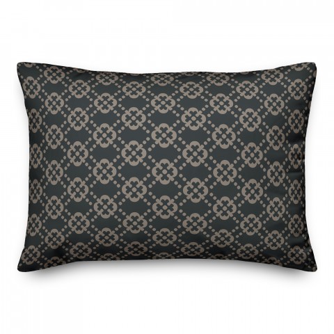 Floral Argyle in Brown and Black 14x20 Spun Poly Pillow