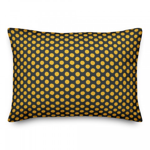 Yellow Polka Dots 14x20 Spun Poly Pillow