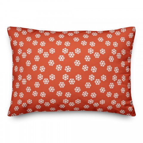 Red Snowflakes Pattern 14x20 Spun Poly Pillow