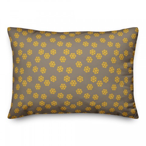 Yellow Snowflakes Pattern 14x20 Spun Poly Pillow