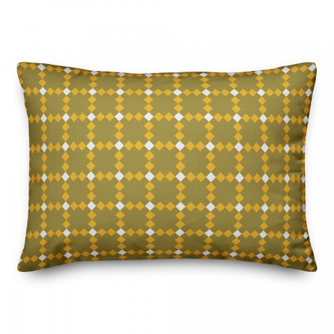 Yellow Check Plaid 14x20 Spun Poly Pillow