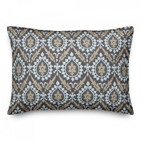 Ikat in Brown and Blue 14x20 Spun Poly Pillow