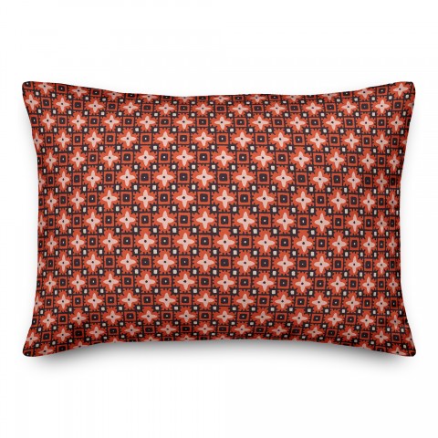 Red Floral Squares 14x20 Spun Poly Pillow