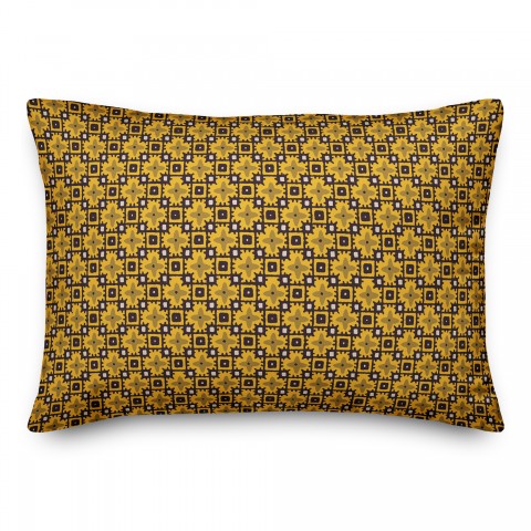 Yellow Floral Squares 14x20 Spun Poly Pillow