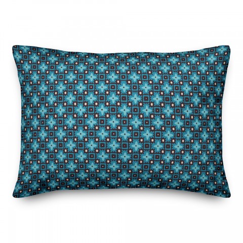 Blue Floral Squares 14x20 Spun Poly Pillow