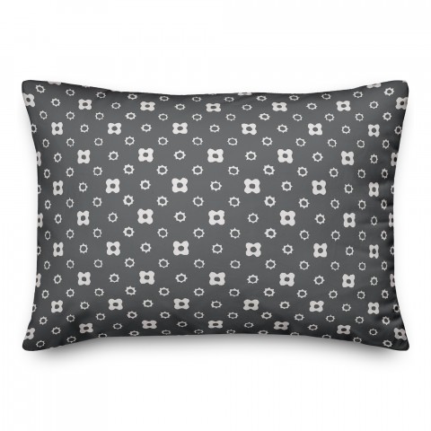 Gray Floral Pattern 14x20 Spun Poly Pillow