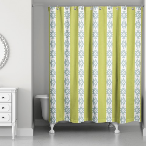 Southwestern Pattern in Green and Blue 71x74 Shower Curtain