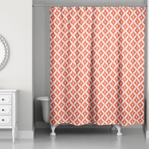 Whimsical Diamond Pattern in Red 71x74 Shower Curtain