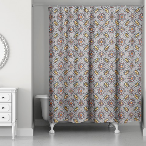 Mandala Pattern in Red 71x74 Shower Curtain