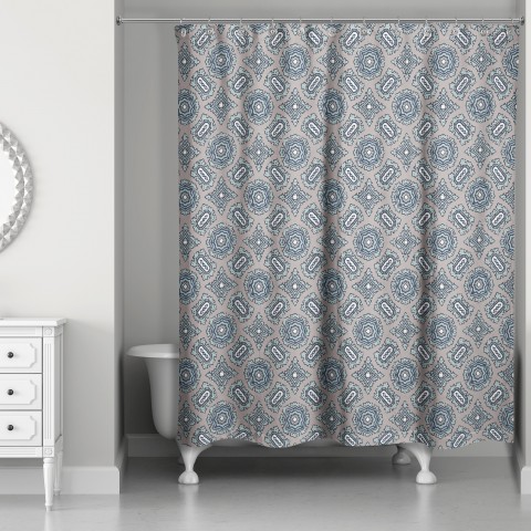 Mandala Pattern in Blue 71x74 Shower Curtain