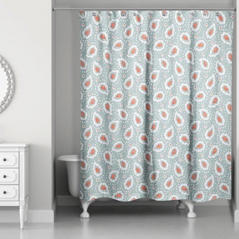 Paisley Pattern in Blue 71x74 Shower Curtain