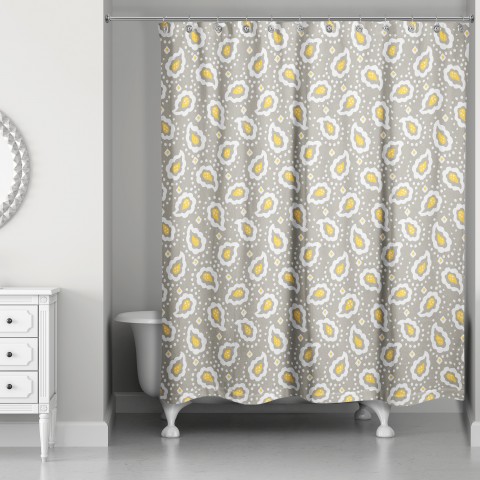 Paisley Pattern in Tan 71x74 Shower Curtain