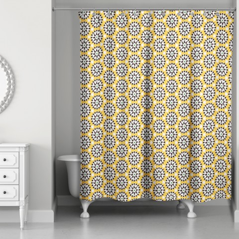 Boho Polka Dots in Yellow 71x74 Shower Curtain