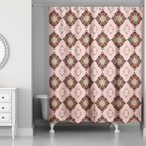 Imperial Pattern in Pink 71x74 Shower Curtain