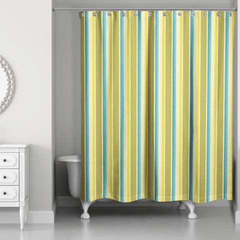 Stripes in Green 71x74 Shower Curtain