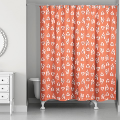 Red Rooster Pattern 71x74 Shower Curtain