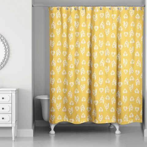 Yellow Rooster Pattern 71x74 Shower Curtain