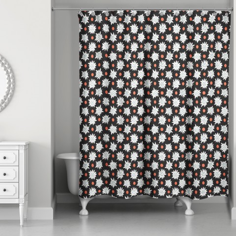 Abstract Snowflake Pattern in Black 71x74 Shower Curtain