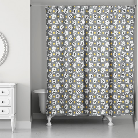 Abstract Snowflake Pattern in Gray 71x74 Shower Curtain