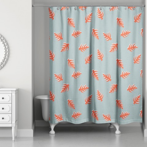 Palm Pattern in Red and Blue 71x74 Shower Curtain