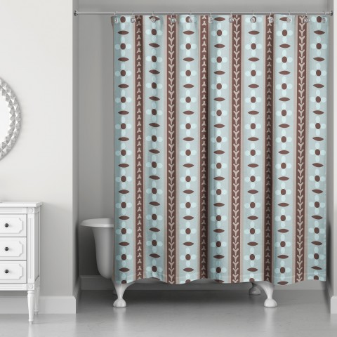 Folk Flower Pattern in Blue 71x74 Shower Curtain