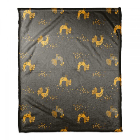 Rooster Pattern in Yellow 50x60 Coral Fleece Blanket