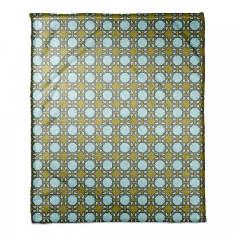 Folk Lattice Pattern in Green 50x60 Coral Fleece Blanket