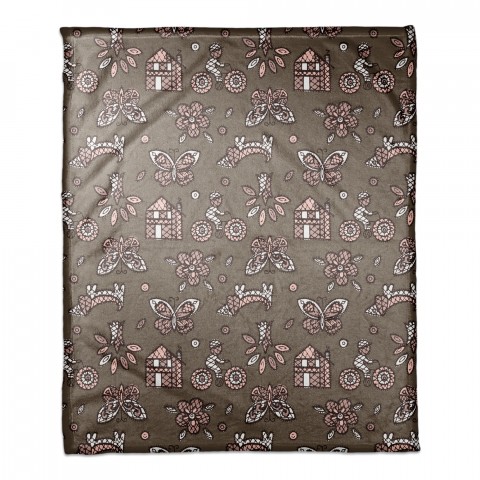 Kids Whimsical Folk Pattern in Pink 50x60 Coral Fleece Blanket