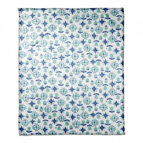 Tulip Pattern in Dark Blue 50x60 Coral Fleece Blanket