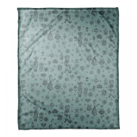 Whimsical Women in Blue 50x60 Coral Fleece Blanket
