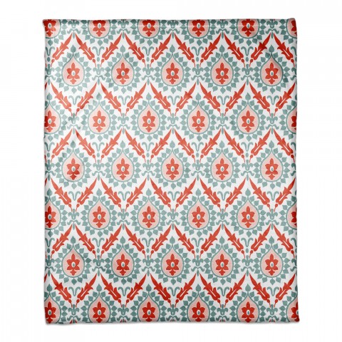Ikat in Blue and Red 50x60 Coral Fleece Blanket