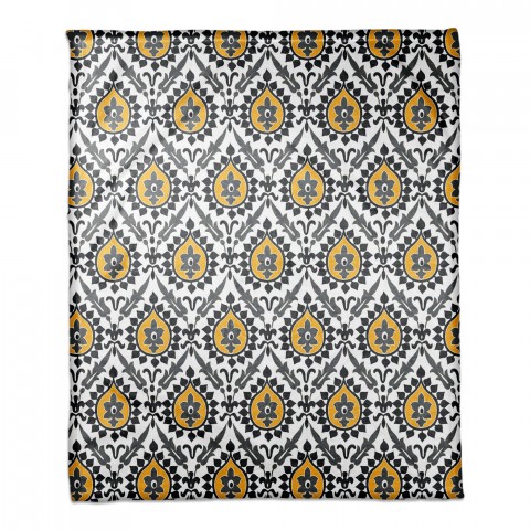 Ikat in Black and Yellow 50x60 Coral Fleece Blanket