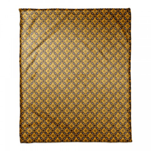 Yellow Floral Squares 50x60 Coral Fleece Blanket