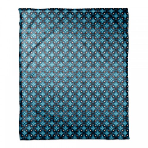 Blue Floral Squares 50x60 Coral Fleece Blanket