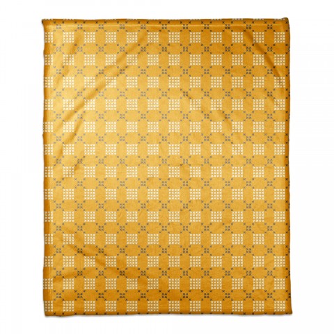 Yellow Cross-Stitch Printed Pattern 50x60 Coral Fleece Blanket